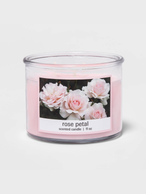 11oz Glass Jar 3-wick Rose Petal Candle