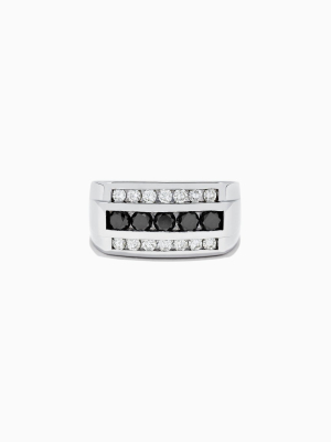 Effy Men's 14k White Gold Black And White Diamond Ring, 1.67 Tcw