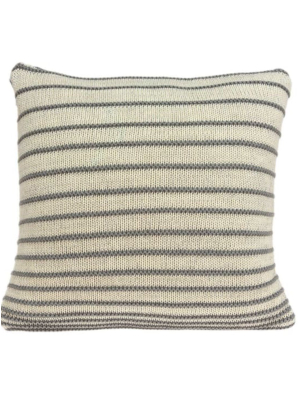 Casual Square Tan And Gray Stripe Accent Pillow Cover