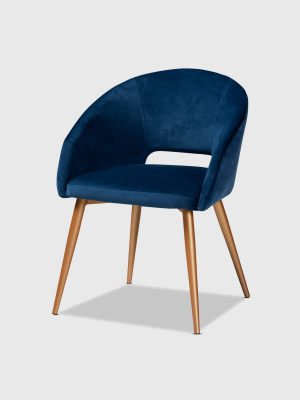 Vianne Velvet Upholstered Metal Dining Chair Navy Blue/gold - Baxton Studio