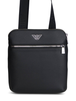 Logo Plate Flat Shoulder Bag