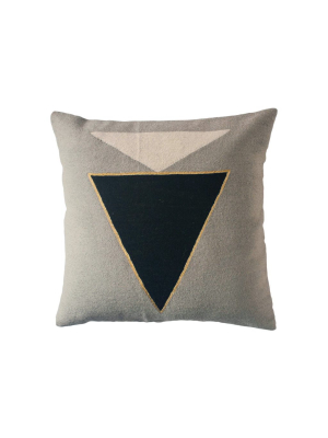 Midnight Jewel Wool Throw Pillow Cover - Gray