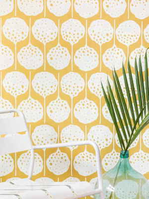 Lily's Pad Wallpaper In Colonel Mustard By Anna Redmond For Abnormals Anonymous