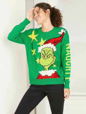 Women's The Grinch Graphic Pullover Sweater - Green