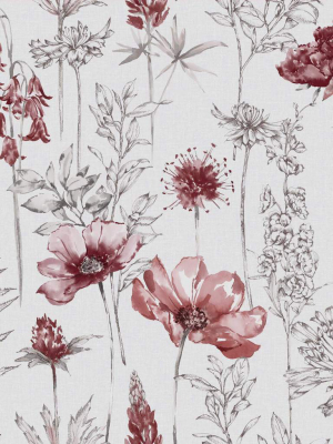 Floral Sketch Red Wallpaper From The Capsule Collection By Graham & Brown