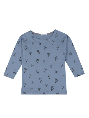 Pop Ls Hearts Aop Faded Denim