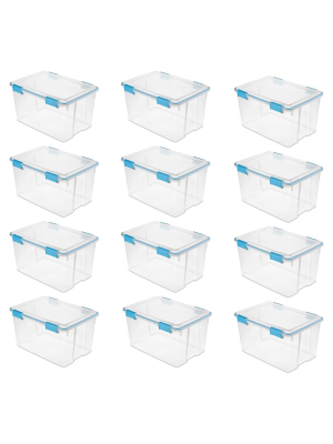 Sterilite 54 Quart Clear Plastic Stacking Storage Container Box (12 Pack)