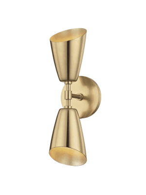 Kai 2 Light Wall Sconce - Aged Brass