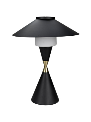 Lucia Table Lamp, Black Metal W/mb Detail