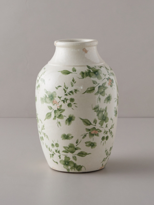 Green Chinoiserie Jar Vase