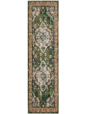 Monaco Forest Green/light Blue Runner Rug