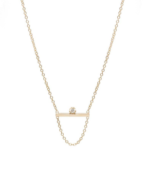 14k Prong Diamond Bar Chain Necklace