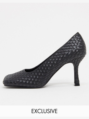 Z_code_z Exclusive Gitta Vegan Heeled Shoes With Square Toe In Black