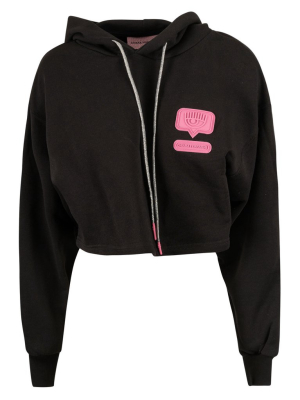 Chiara Ferragni Eyelike Logo Patch Cropped Hoodie