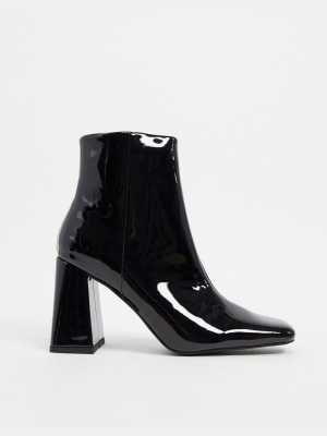 Asos Design Express Heeled Ankle Boots In Black Patent