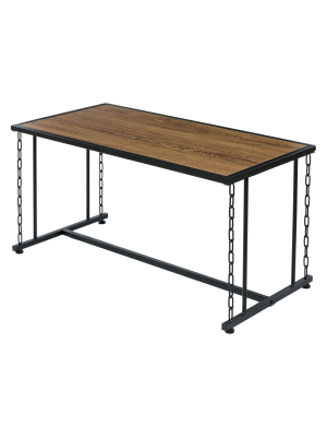 Folsom Ridge Coffee Table Black Steel Hickory Oak Wood Grain Finish Brown - Onespace