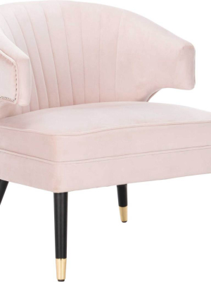 Stitch Wingback Accent Chair Pale Pink/black