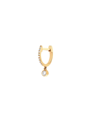 Mini Pave Huggie Bezel Drop - Yellow Gold