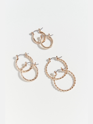 Textured Hoop Earring Set