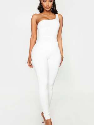 Shape Cream Cotton One Shoulder Jumpsuit