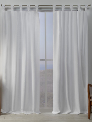 Set Of 2 Loha Linen Braided Tab Top Window Curtain Panel - Exclusive Home