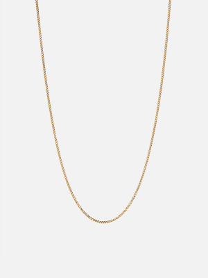 1.3mm Cuban Chain Necklace, 14k Gold