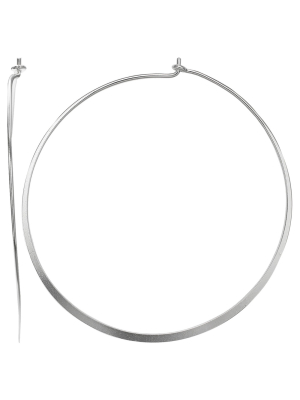 Polished Pin Catch Hoop Earrings In Sterling Silver - Gray (30mm)