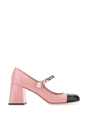 Miu Miu Contrast Toe Cap Block Heel Pumps