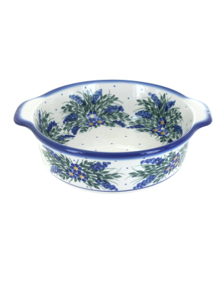 Blue Rose Polish Pottery Hyacinth Round Baker