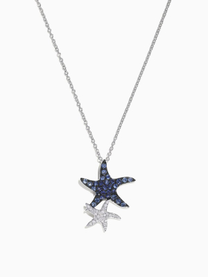 Effy Seaside 14k White Gold Blue Sapphire & Diamond Starfish Pendant