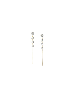 Sterling Cz Chain Drop Earring