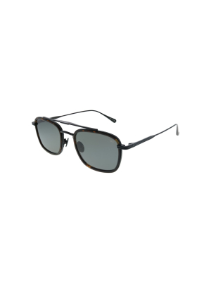 John Varvatos Beacon Jv V529 Tor Unisex Square Polarized Sunglasses Dark Tortoise Plastic On Grey 52mm