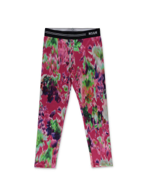 Msgm Kids Floral Print Leggings