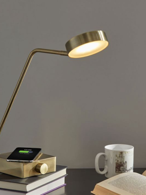 Industrial Metal Led Wireless Charging & Usb Task Lamp