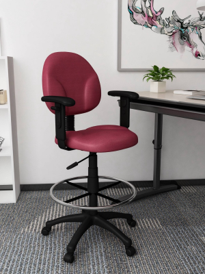 Drafting Stools With Adjustable Arms Burgundy - Boss Office Products