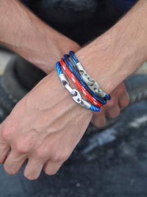 Sailormade Contender Double Rope Bracelet- Navy/red/white