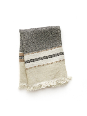 Small Linen Fouta Guest Towel In Beeswax Stripe