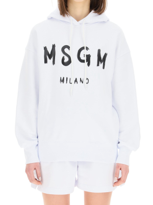 Msgm Logo Printed Hoodie