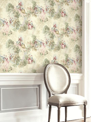 Vintage Toile Wallpaper In Classic Red From The Vintage Home 2 Collection By Wallquest