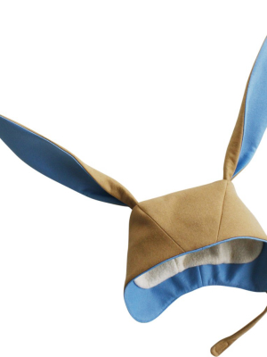 Little Rabbit Hat In Camel And Blue