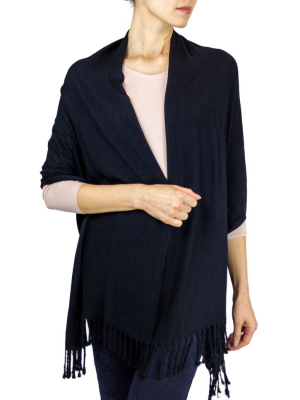 Jones New York Solid Viscose Shawl With Fringes