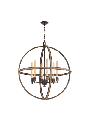 Natural Rope 6-light Chandelier In Oil Rubbed Bronze