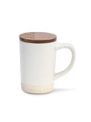 Demdaco One Awesome Brew Mug And Coaster Set White