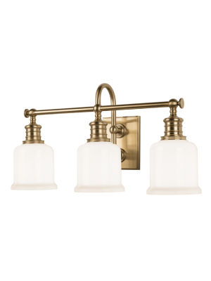 Hudson Valley Lighting Keswick 3-bulb Vanity Lamp - Aged Brass & Opal Glossy