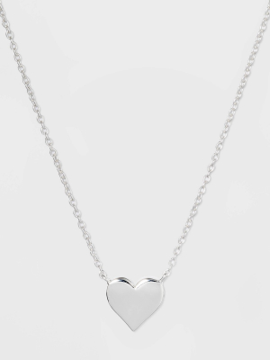 Sterling Silver Heart Necklace - Silver