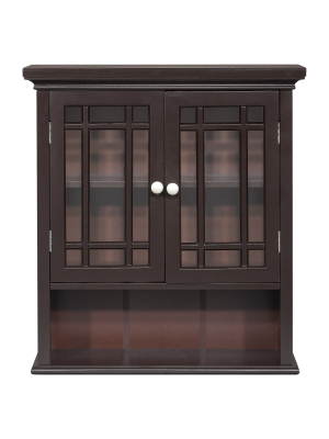 Neal Wall Cabinet With 2 Doors Dark Espresso - Elegant Home Fashions