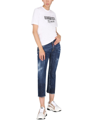 Dsquared2 Distressed Cropped Flared Jeans