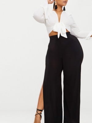 Plus Black Wide Leg Slinky Pants