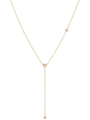 14k Off-set Floating Diamonds Lariat