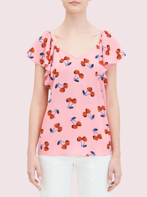 Cherry Toss Flutter Top